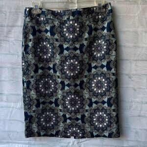 Van Heusen Floral Pattern Pencil Skirt in Blue and Gray